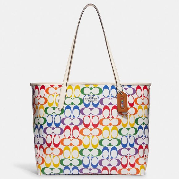 🌈 Coach City Tote In Rainbow Signature Canvas - Picture 1 of 11